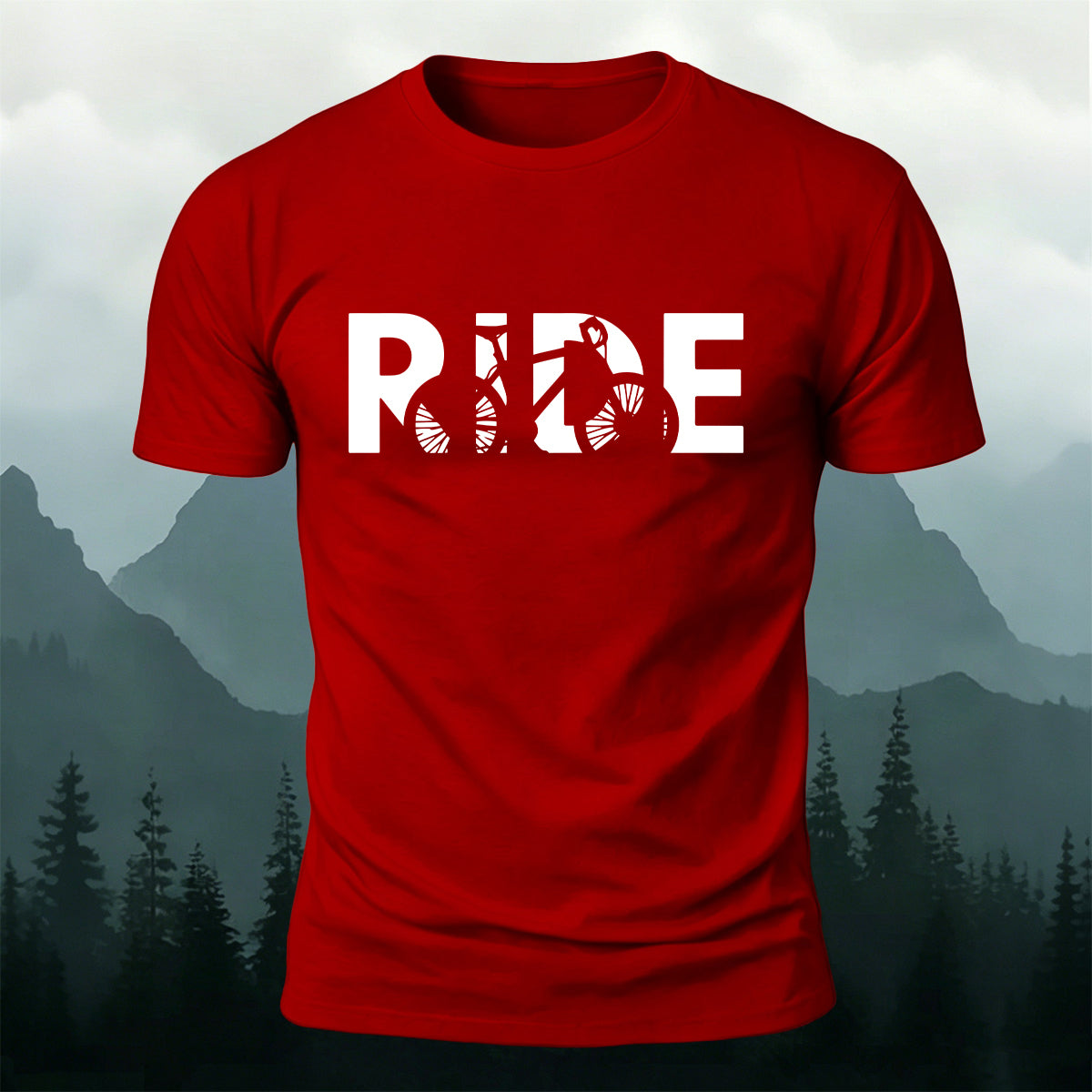 Cyclist Silhouette Printed Casual Cotton T-Shirt