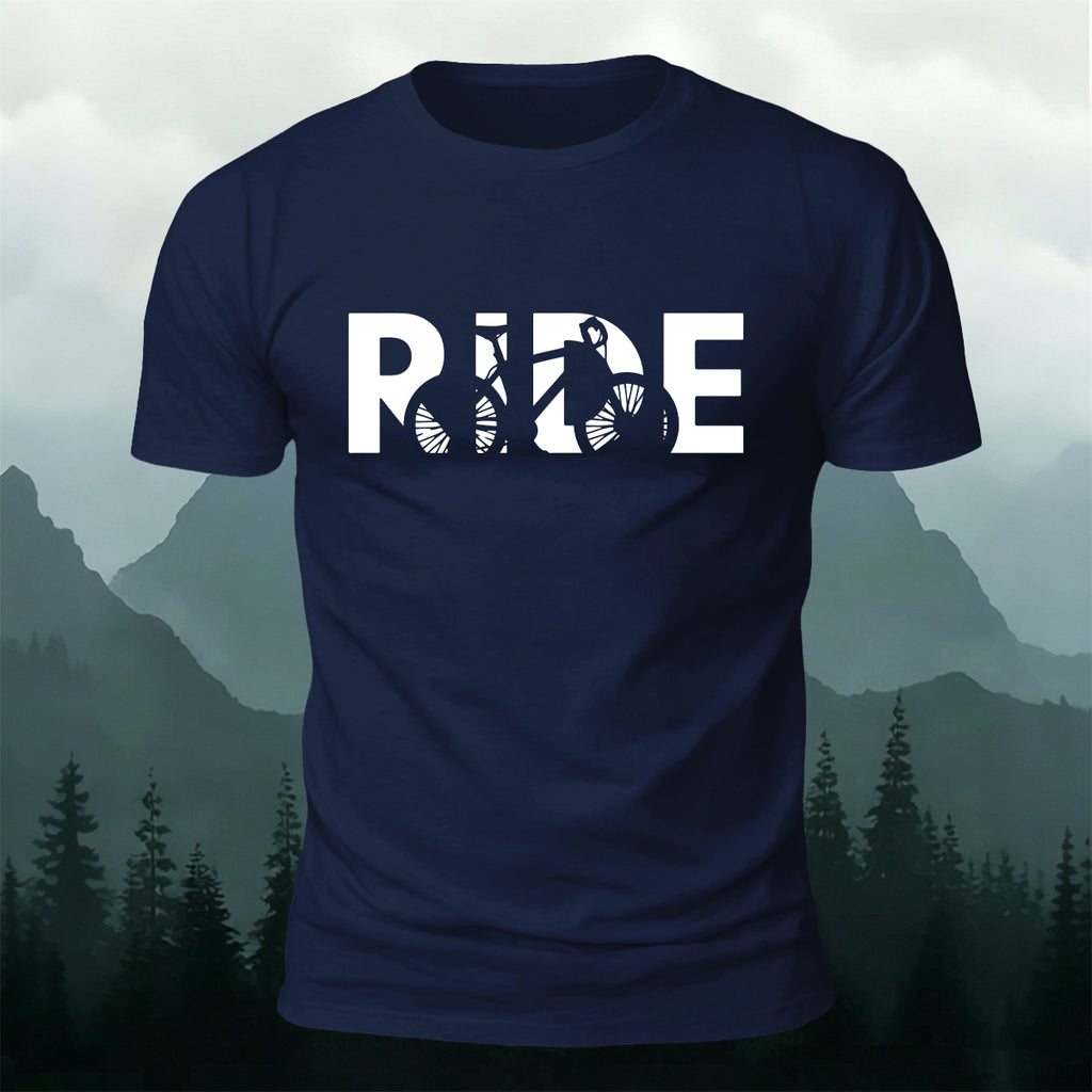 Cyclist Silhouette Printed Casual Cotton T-Shirt