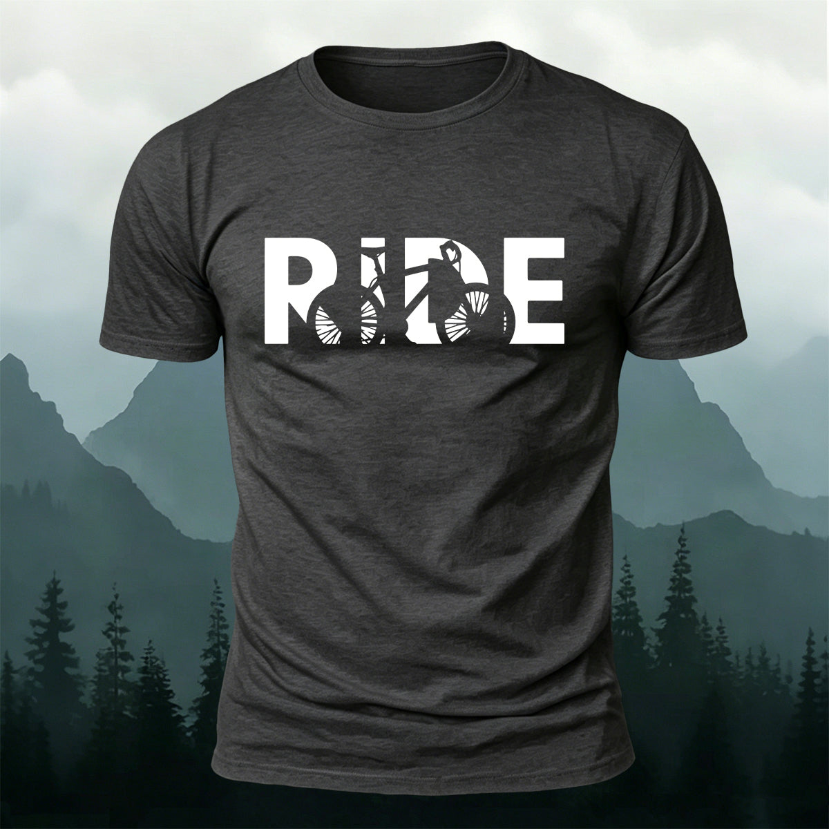 Cyclist Silhouette Printed Casual Cotton T-Shirt