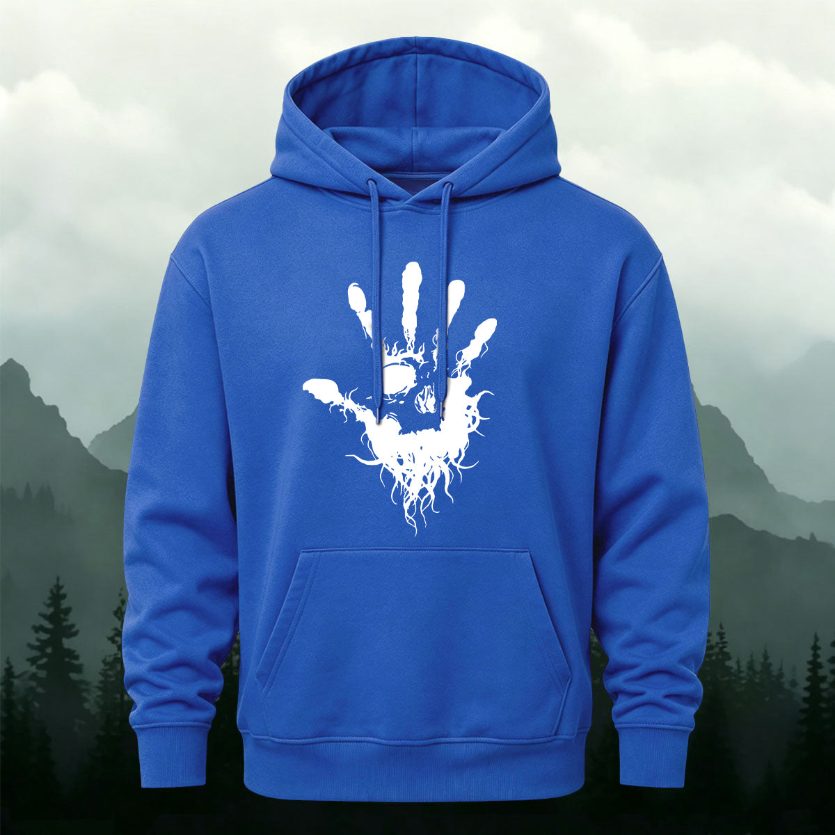 Cotton Made Dark Palm Skeleton Print Hoodie