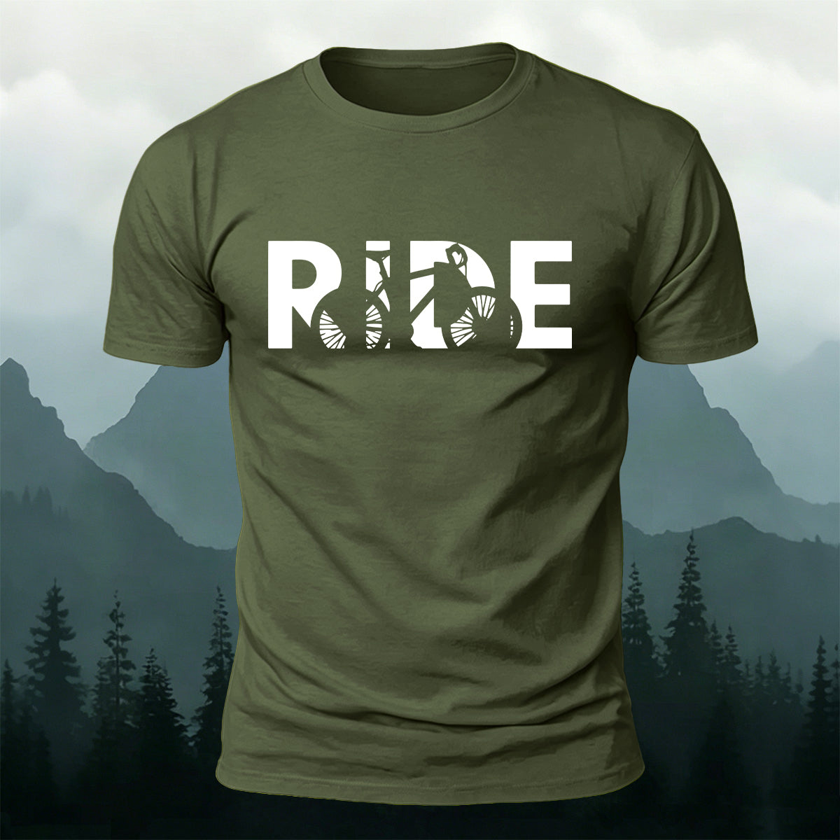 Cyclist Silhouette Printed Casual Cotton T-Shirt
