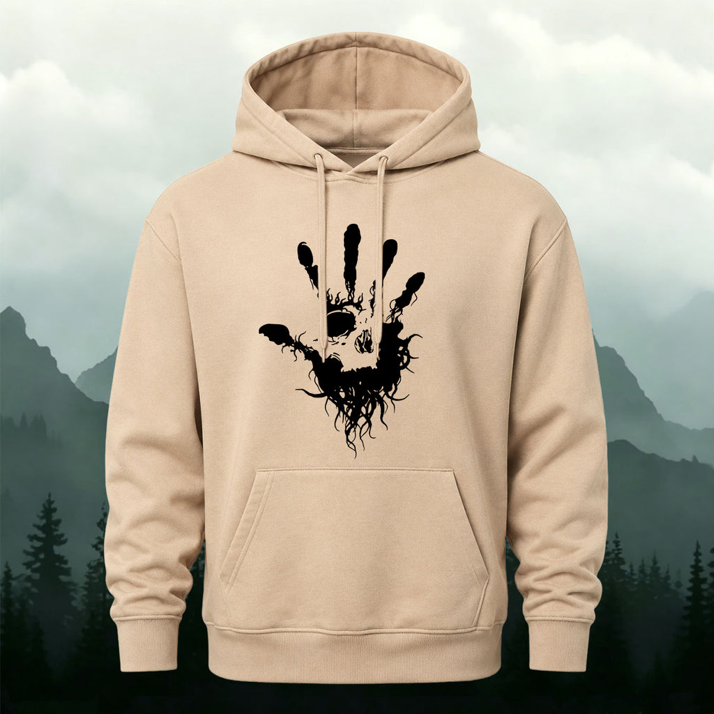 Cotton Made Dark Palm Skeleton Print Hoodie