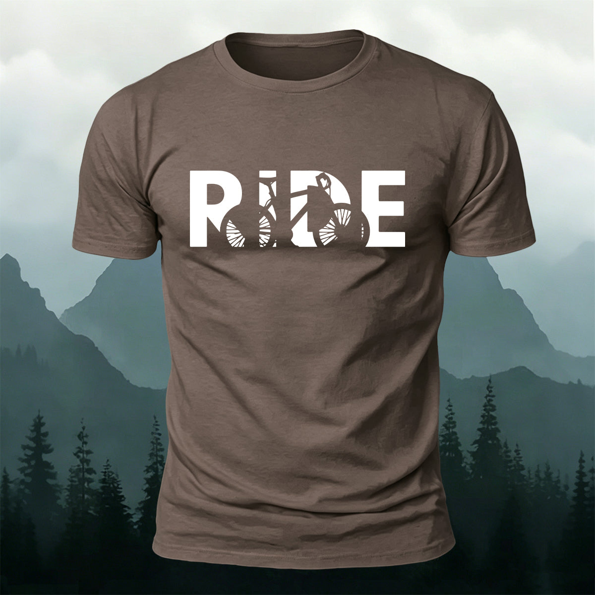 Cyclist Silhouette Printed Casual Cotton T-Shirt