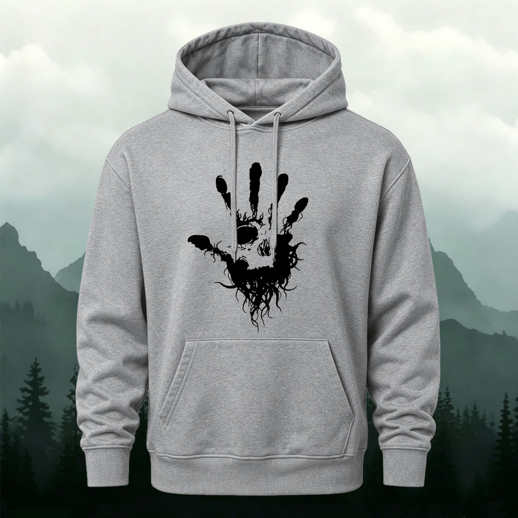 Cotton Made Dark Palm Skeleton Print Hoodie