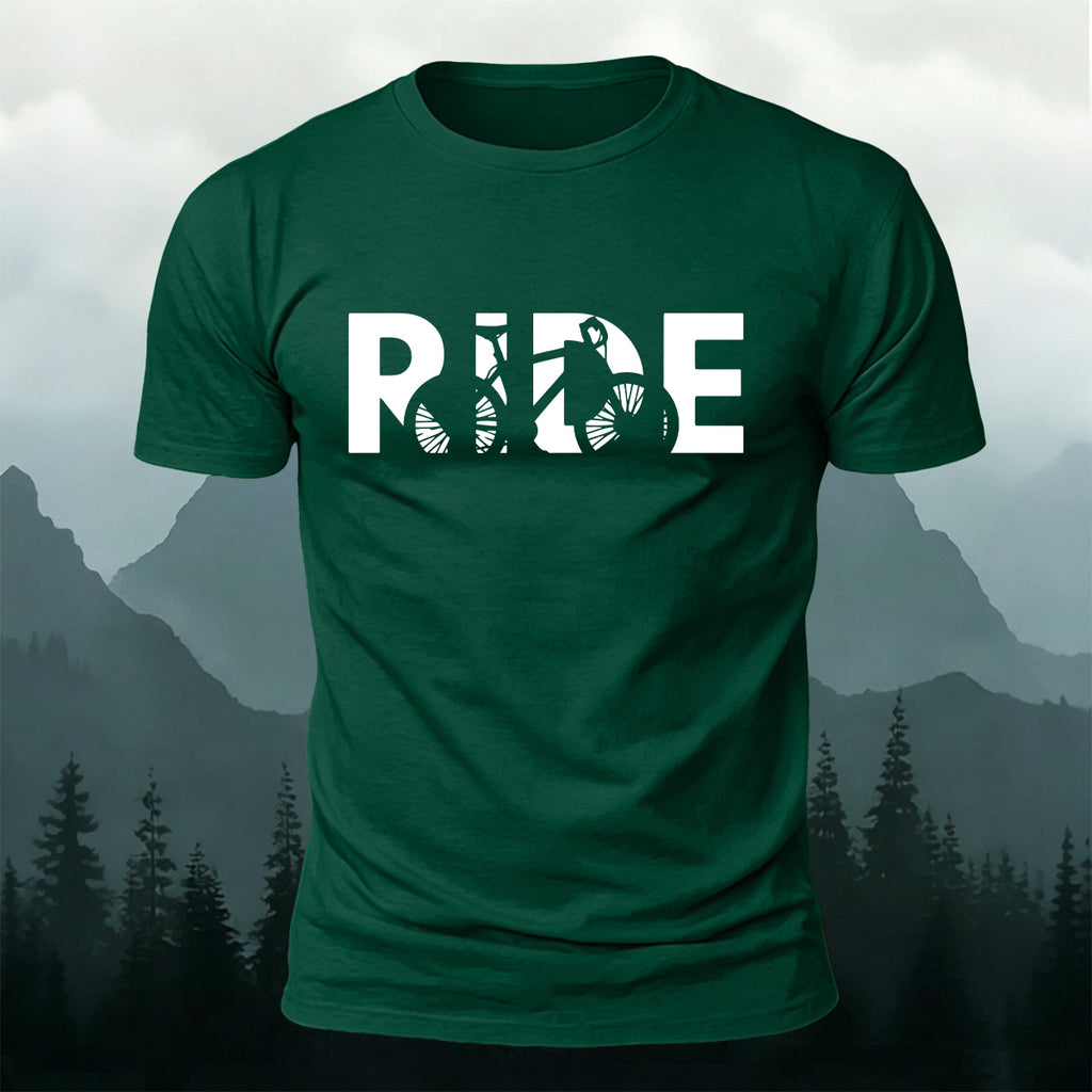 Cyclist Silhouette Printed Casual Cotton T-Shirt