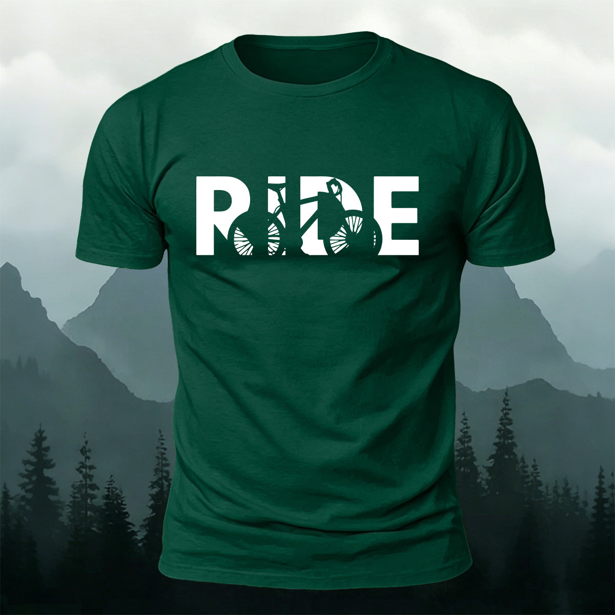Cyclist Silhouette Printed Casual Cotton T-Shirt