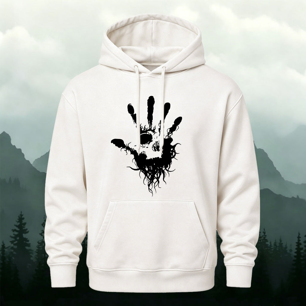 Cotton Made Dark Palm Skeleton Print Hoodie