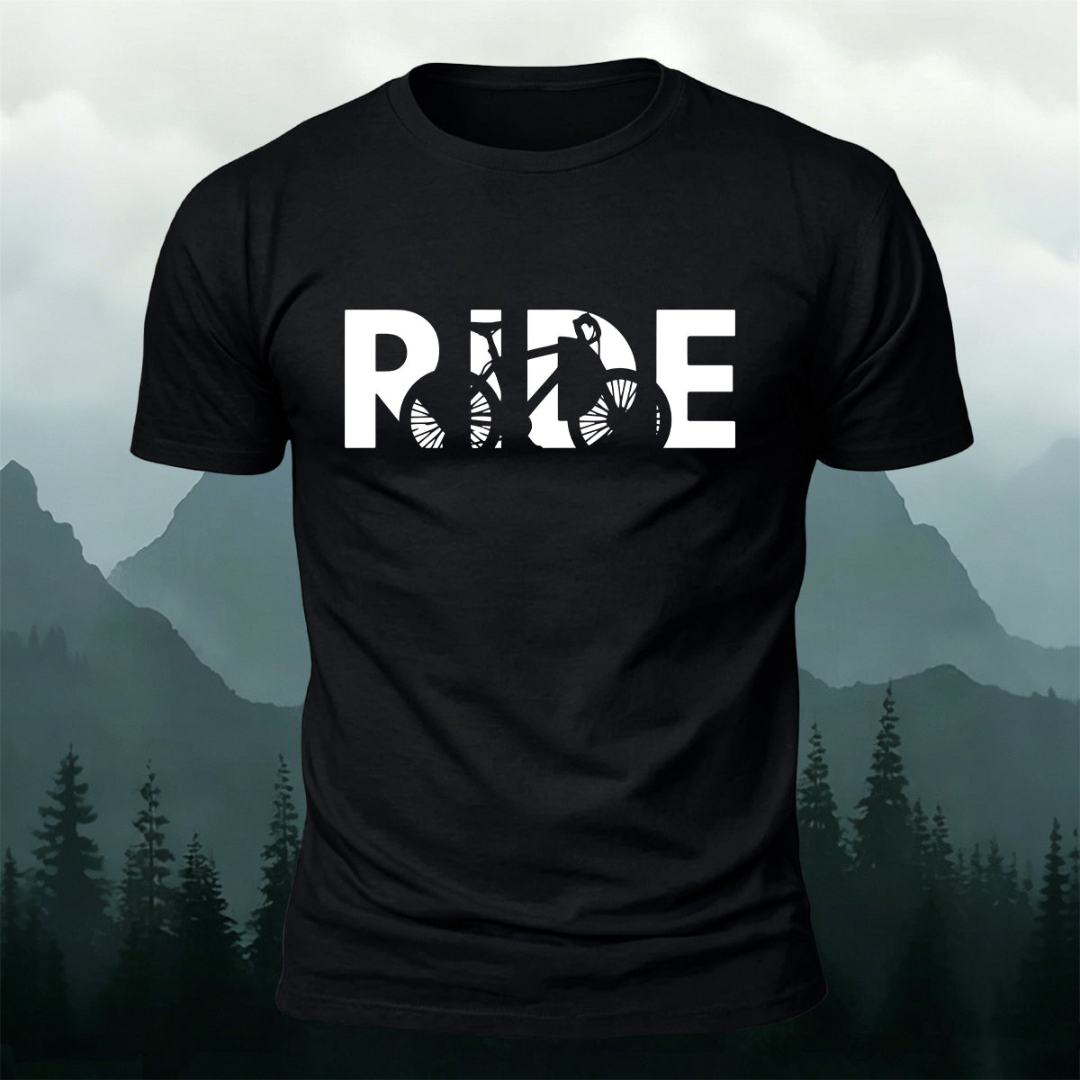 Cyclist Silhouette Printed Casual Cotton T-Shirt