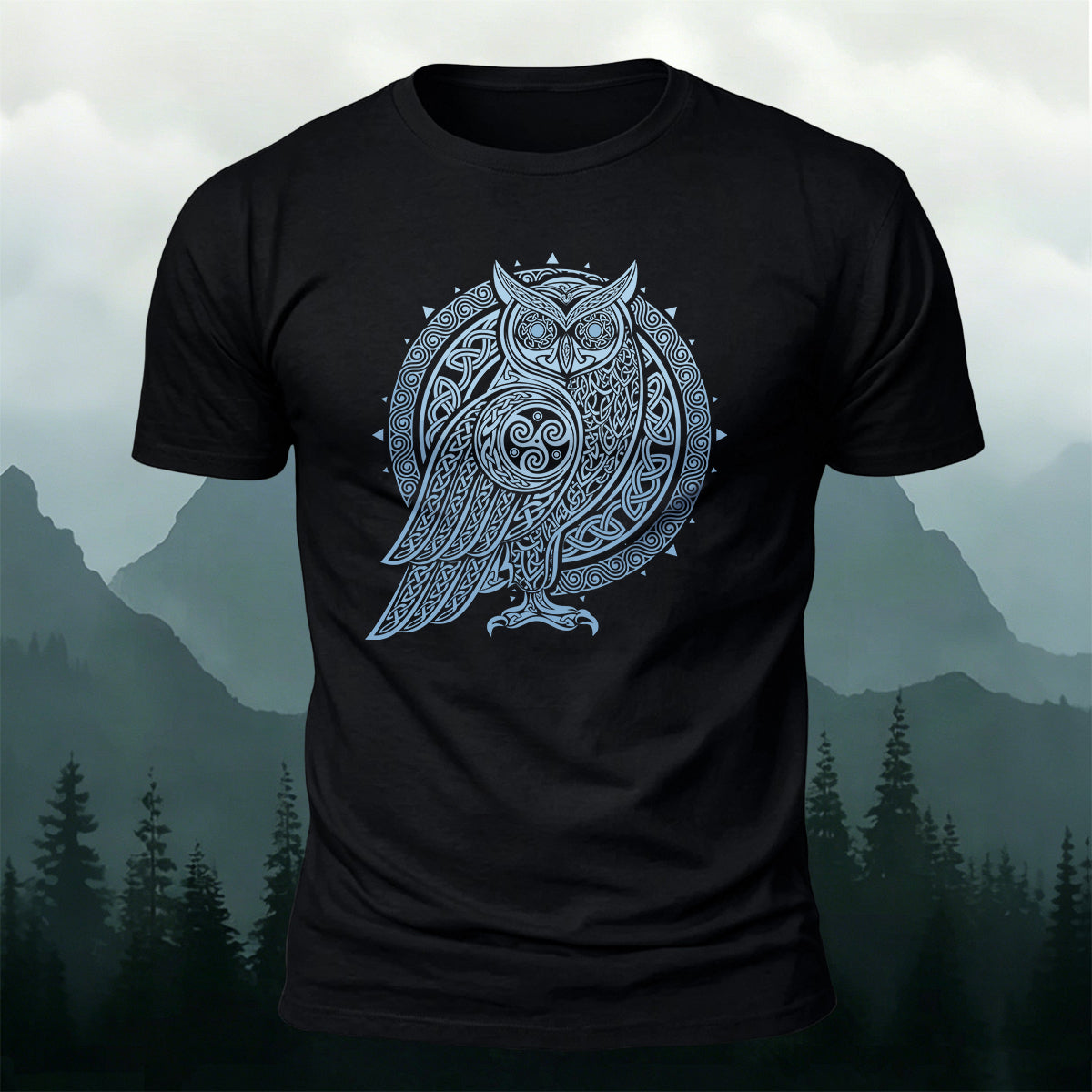 Owl Totem Print Casual Cotton T-Shirt