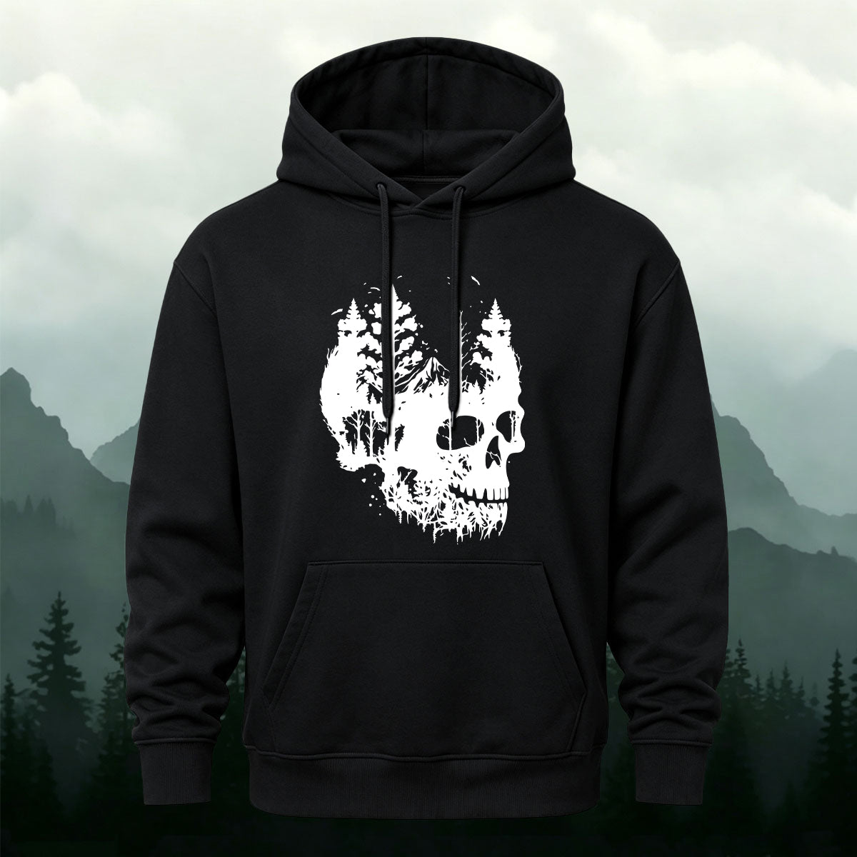 Cotton Made Dark Skull Print Hoodie