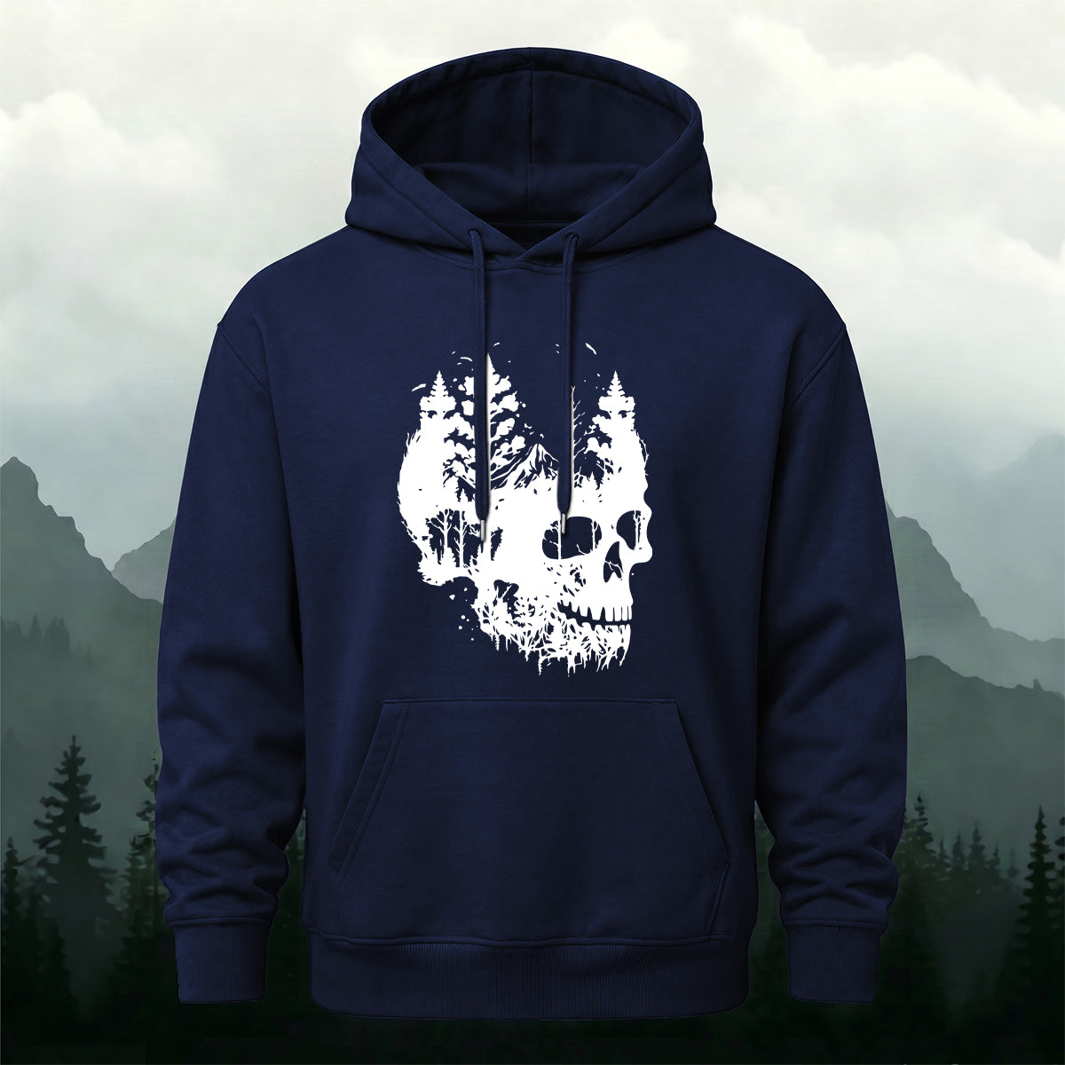 Cotton Made Dark Skull Print Hoodie