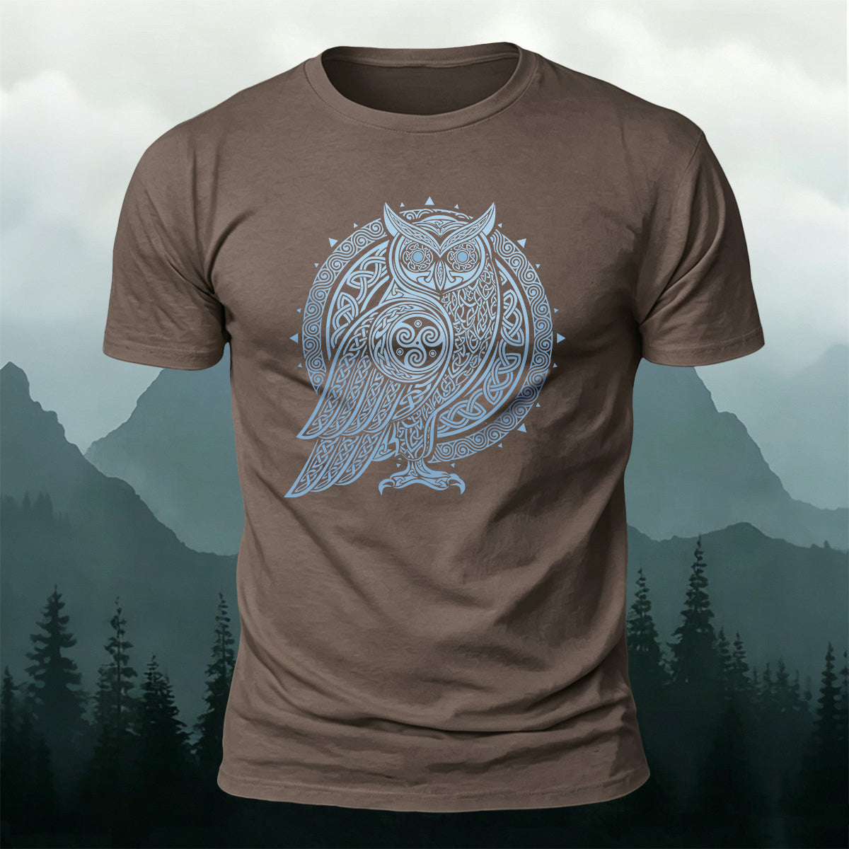 Owl Totem Print Casual Cotton T-Shirt