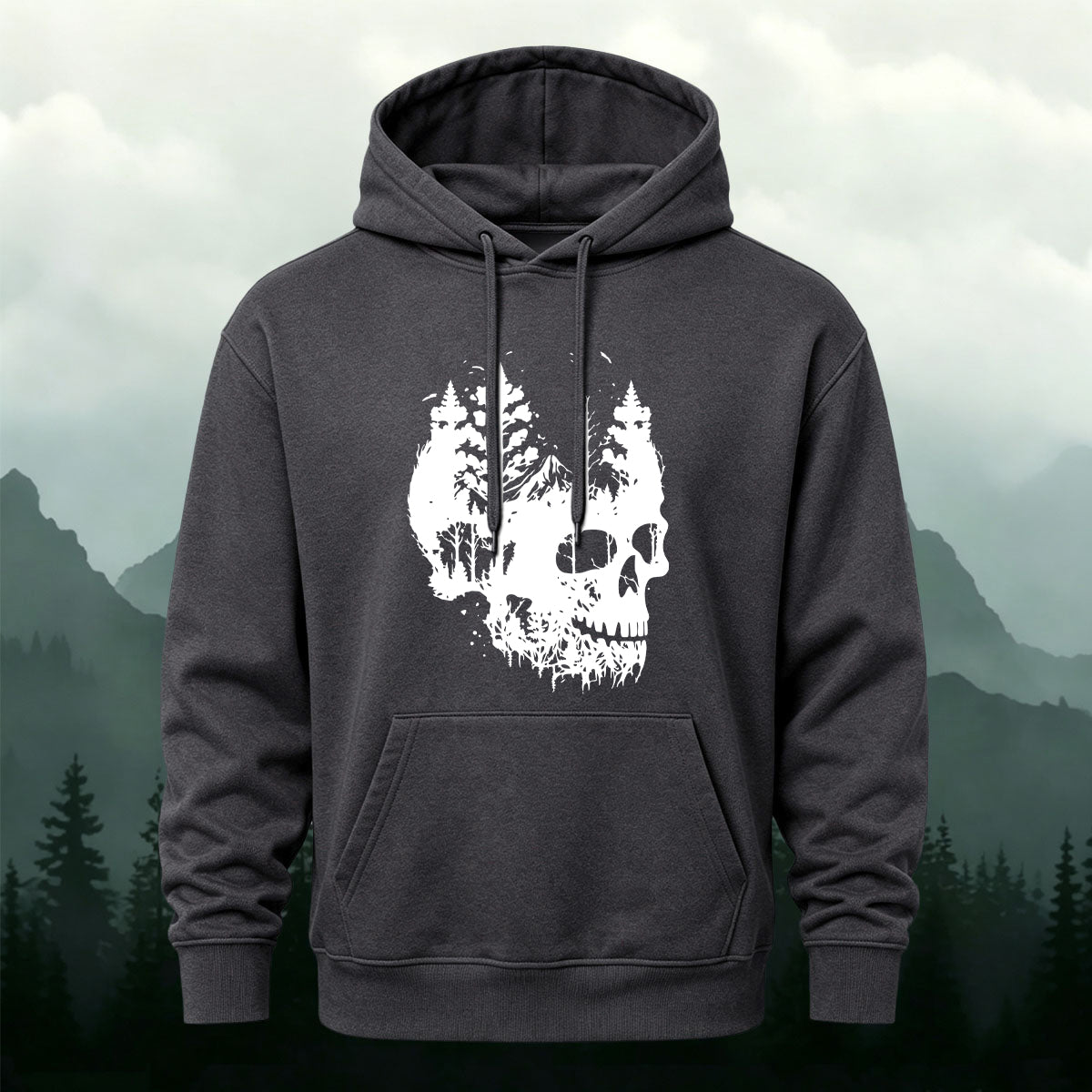 Cotton Made Dark Skull Print Hoodie