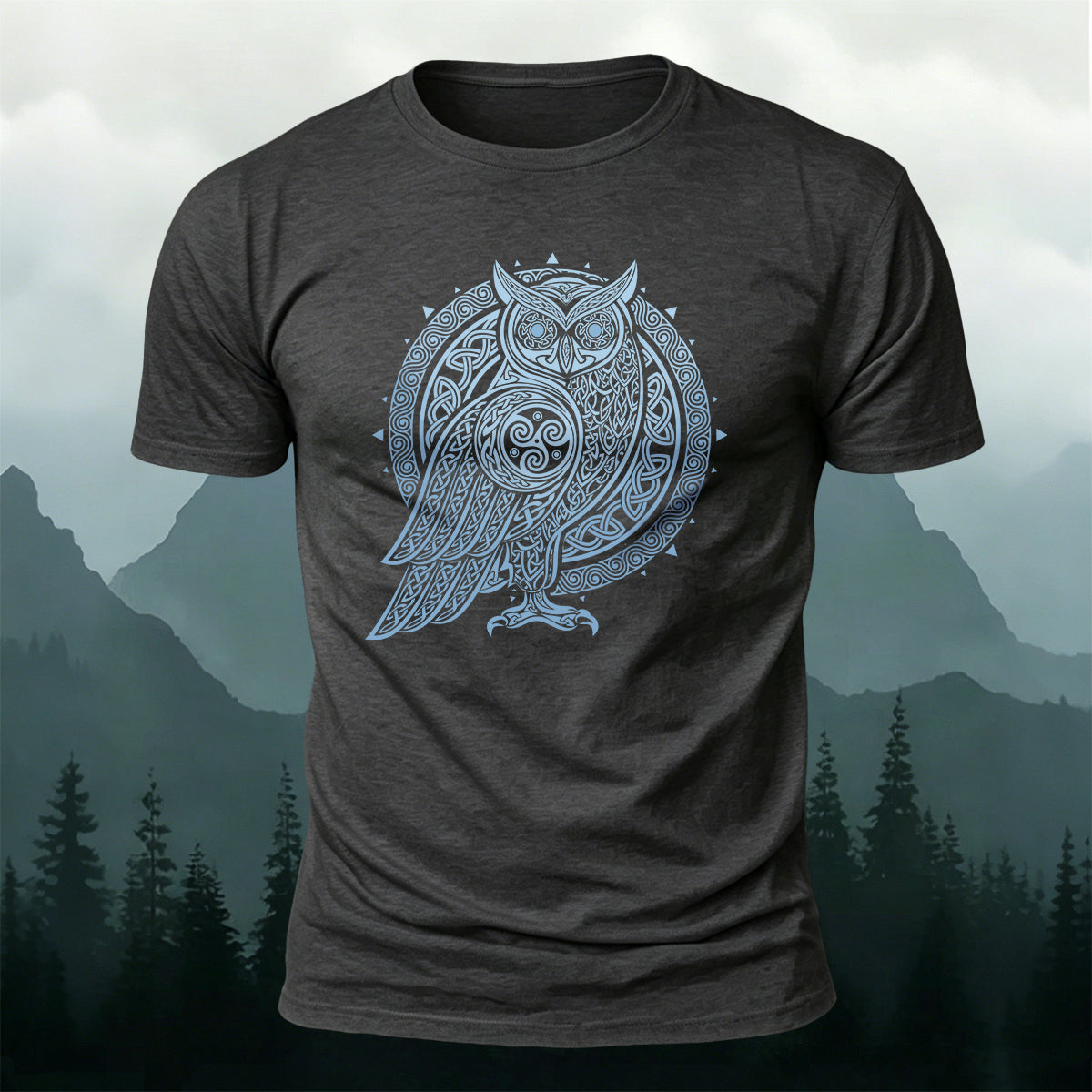 Owl Totem Print Casual Cotton T-Shirt