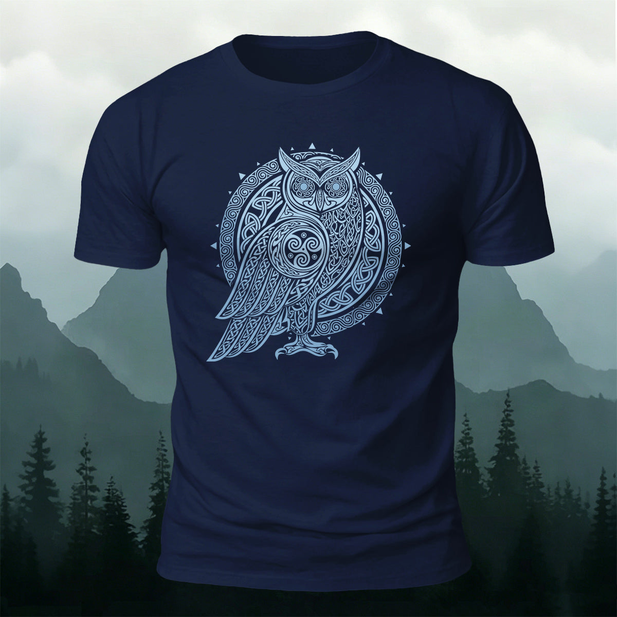 Owl Totem Print Casual Cotton T-Shirt