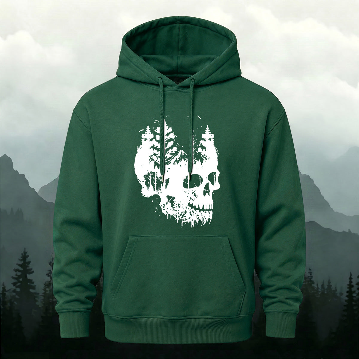 Cotton Made Dark Skull Print Hoodie