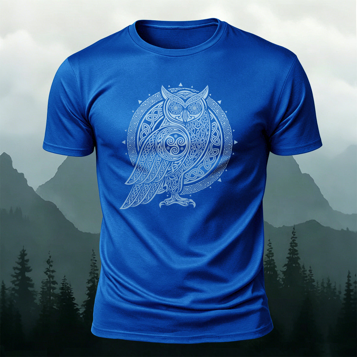 Owl Totem Print Casual Cotton T-Shirt