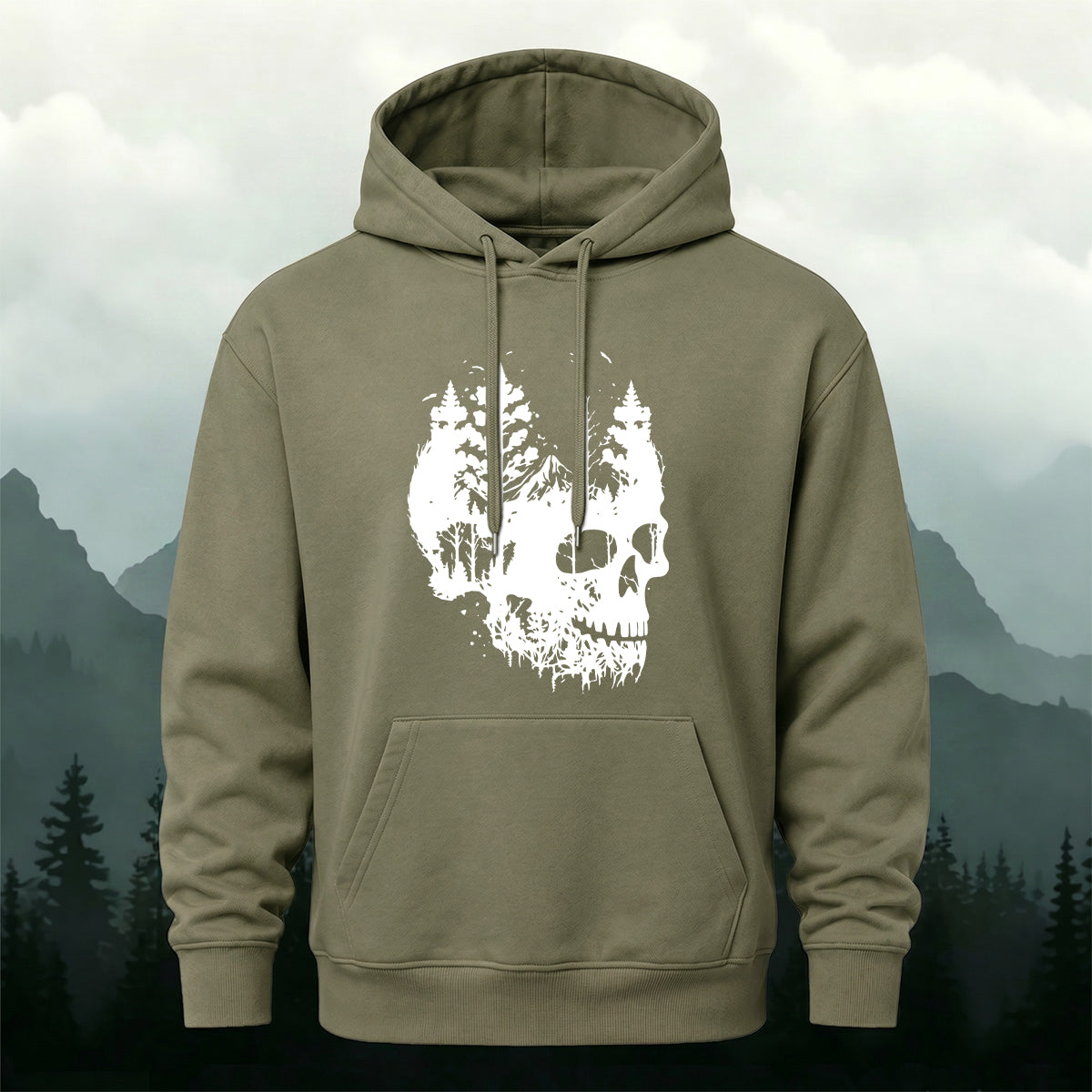 Cotton Made Dark Skull Print Hoodie