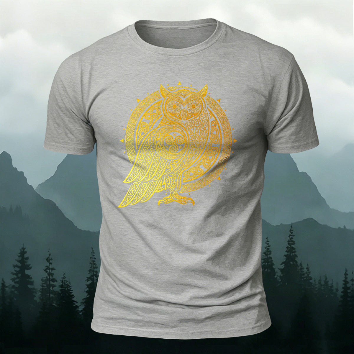 Owl Totem Print Casual Cotton T-Shirt