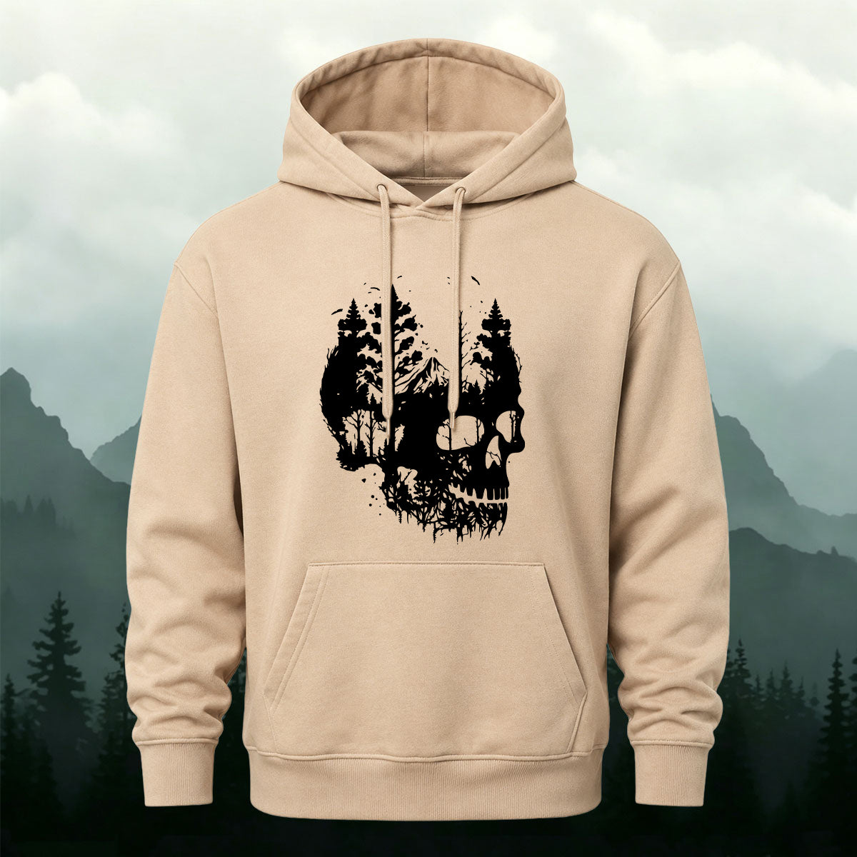 Cotton Made Dark Skull Print Hoodie