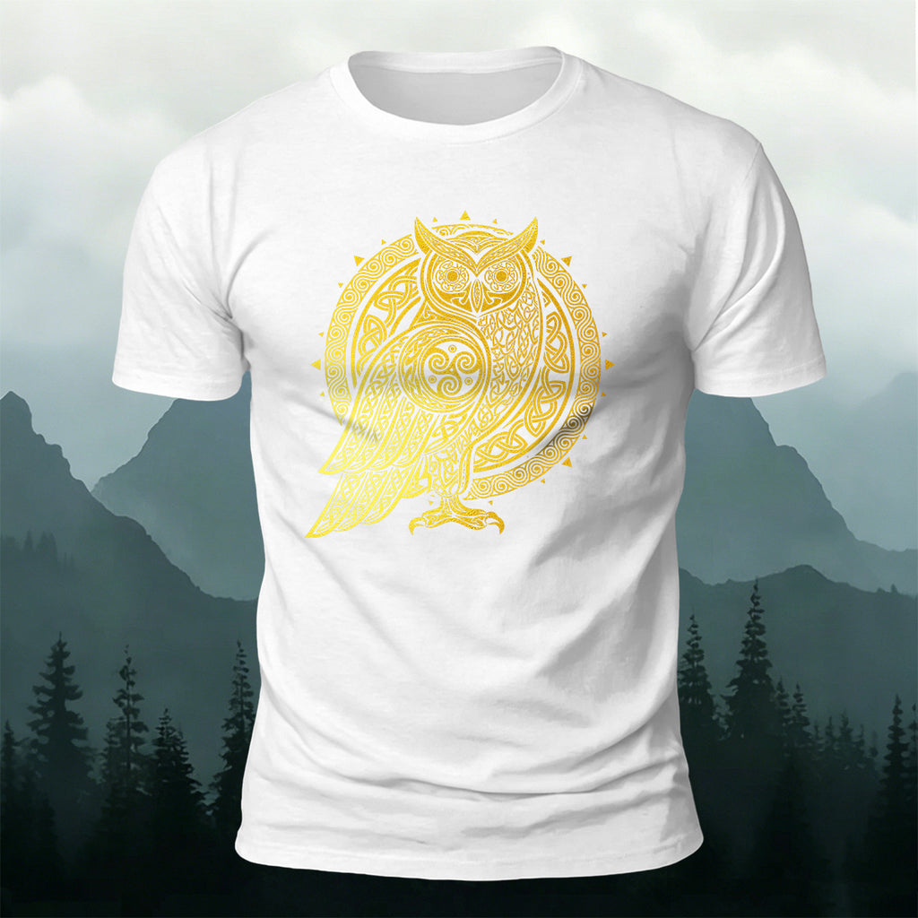 Owl Totem Print Casual Cotton T-Shirt
