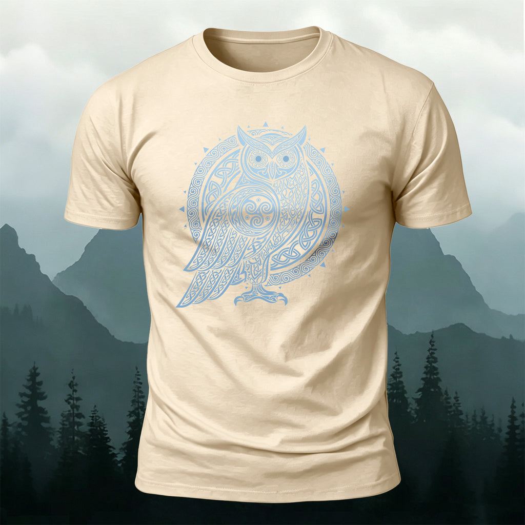 Owl Totem Print Casual Cotton T-Shirt