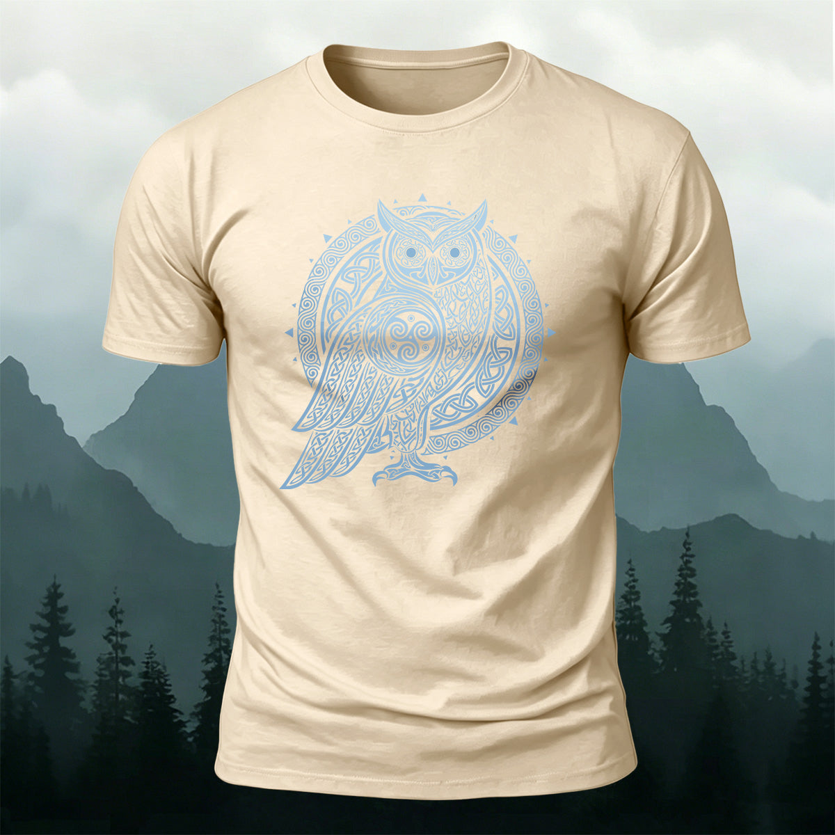 Owl Totem Print Casual Cotton T-Shirt