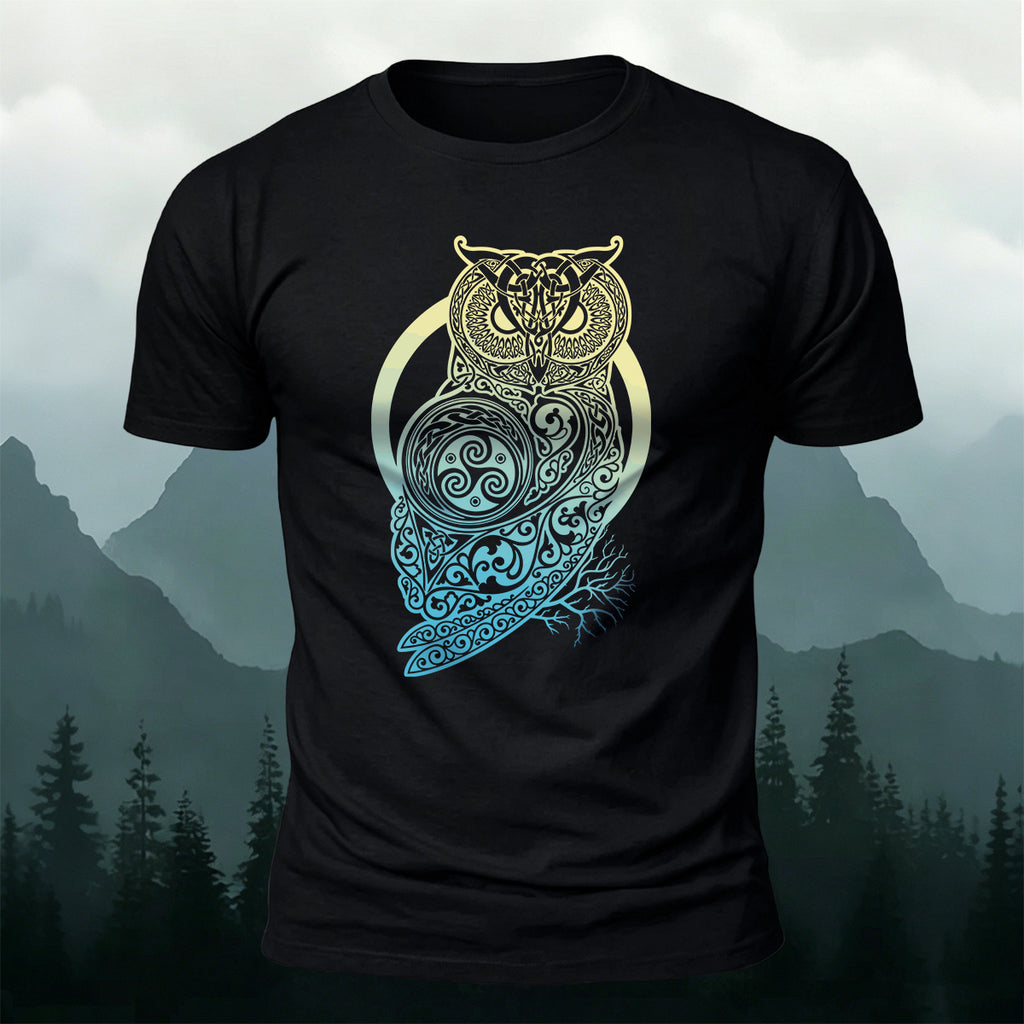 Mysterious Owl Totem Print Casual Cotton T-Shirt