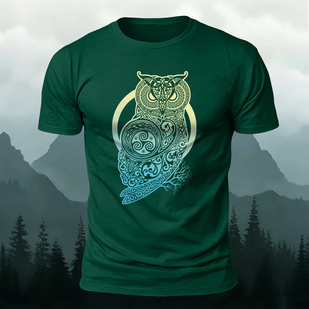 Mysterious Owl Totem Print Casual Cotton T-Shirt