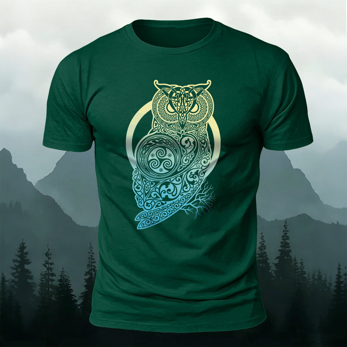 Mysterious Owl Totem Print Casual Cotton T-Shirt