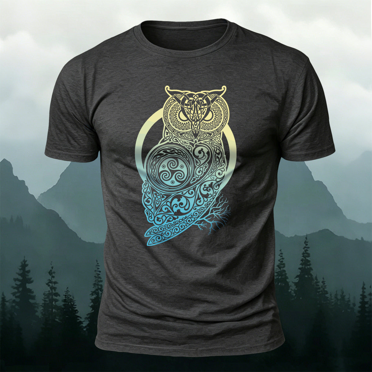Mysterious Owl Totem Print Casual Cotton T-Shirt