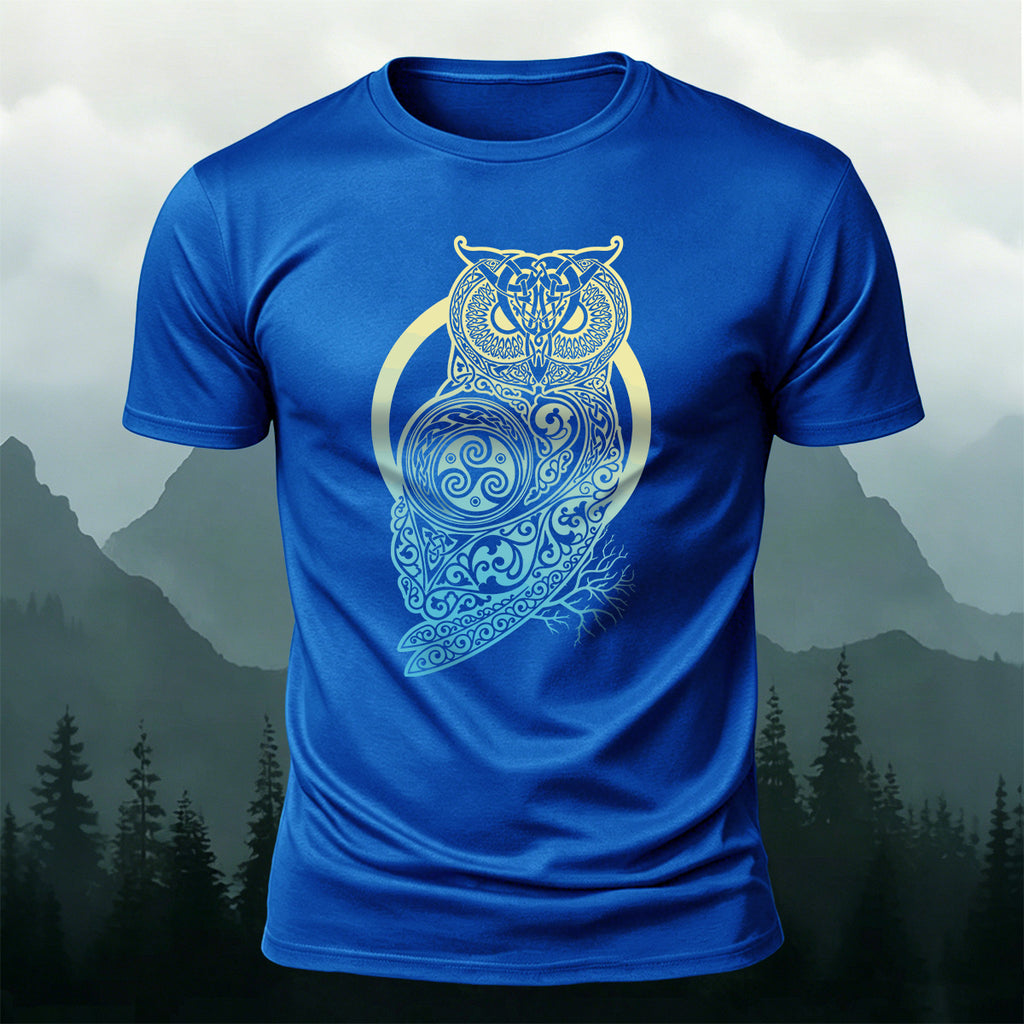 Mysterious Owl Totem Print Casual Cotton T-Shirt