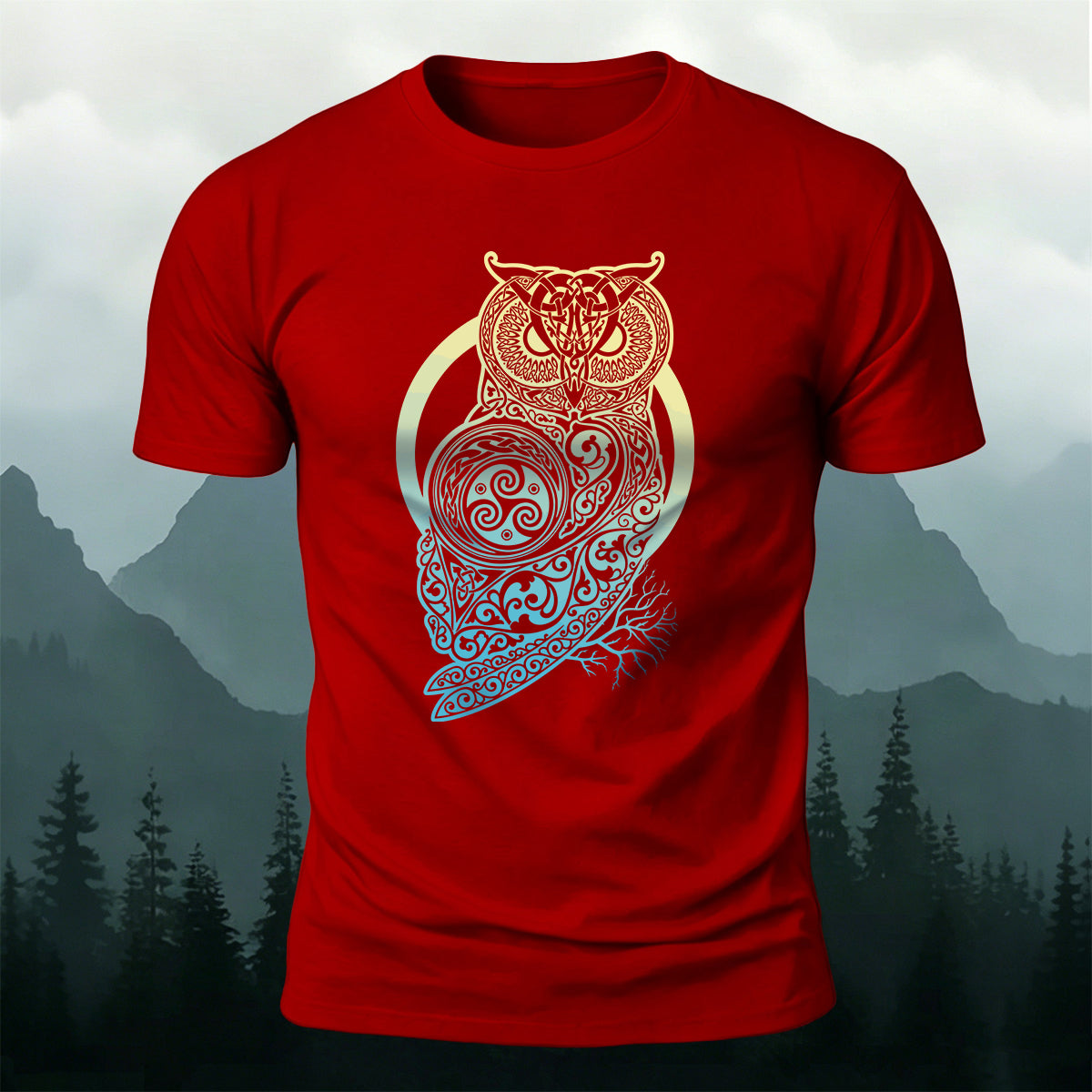 Mysterious Owl Totem Print Casual Cotton T-Shirt