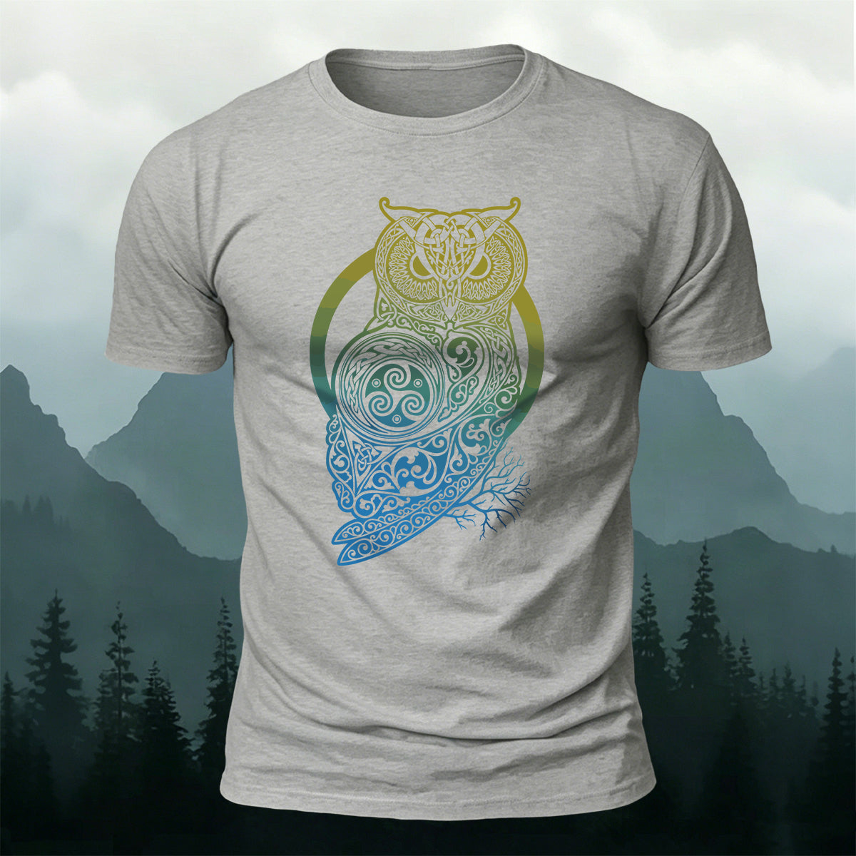 Mysterious Owl Totem Print Casual Cotton T-Shirt