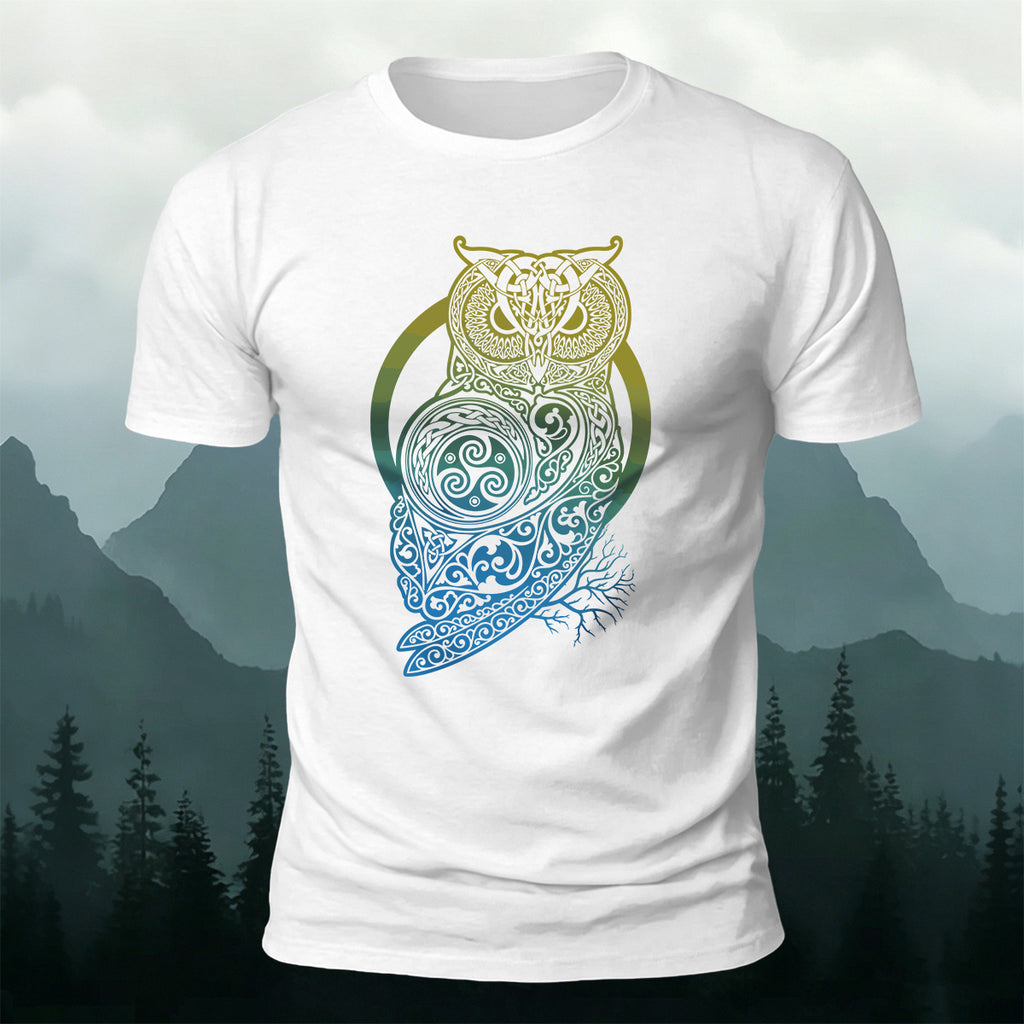 Mysterious Owl Totem Print Casual Cotton T-Shirt