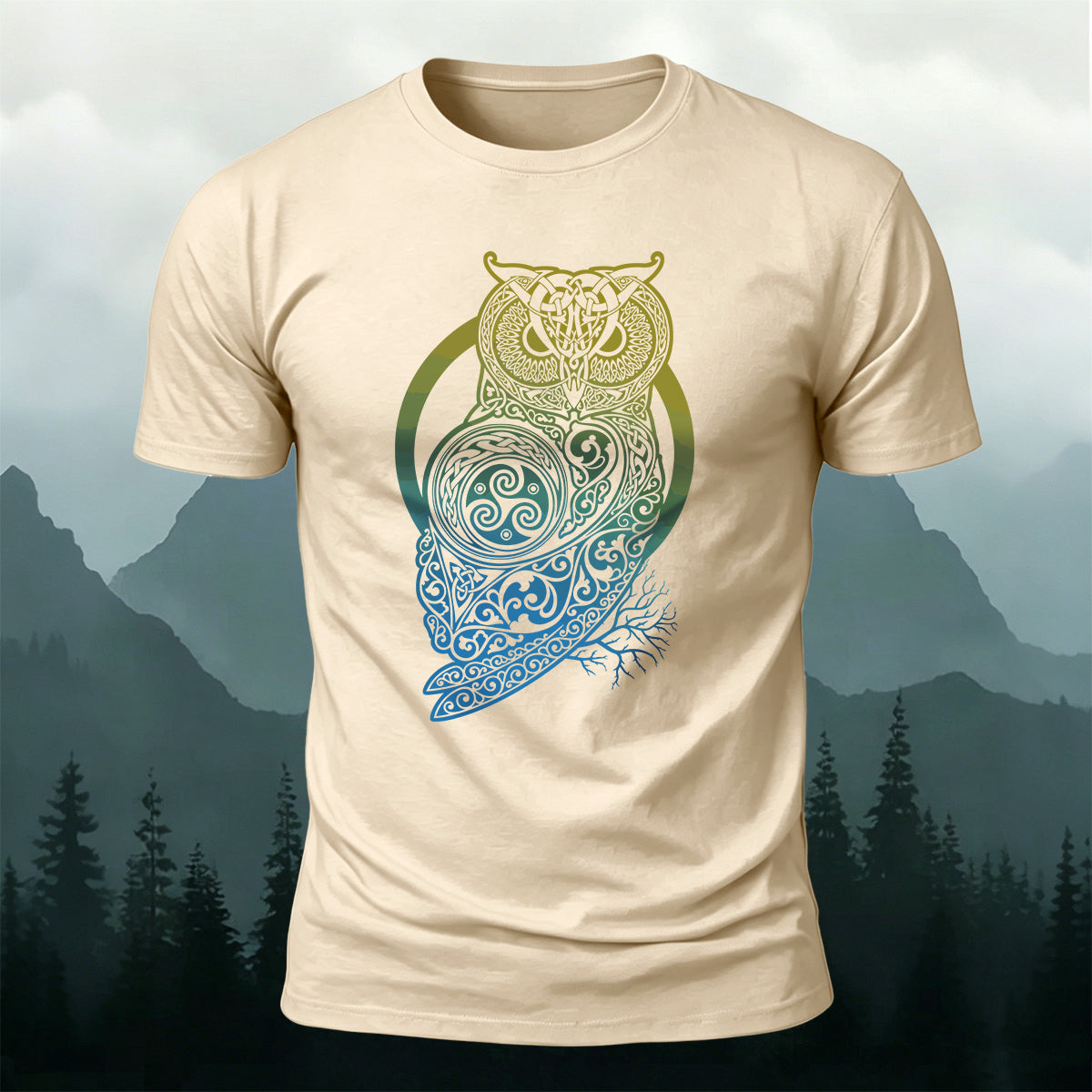 Mysterious Owl Totem Print Casual Cotton T-Shirt