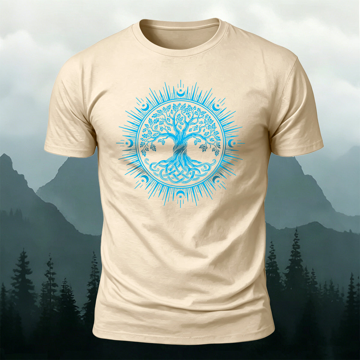 Celtic Tree of Life Print Casual Cotton T-Shirt