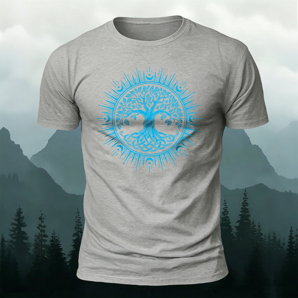Celtic Tree of Life Print Casual Cotton T-Shirt