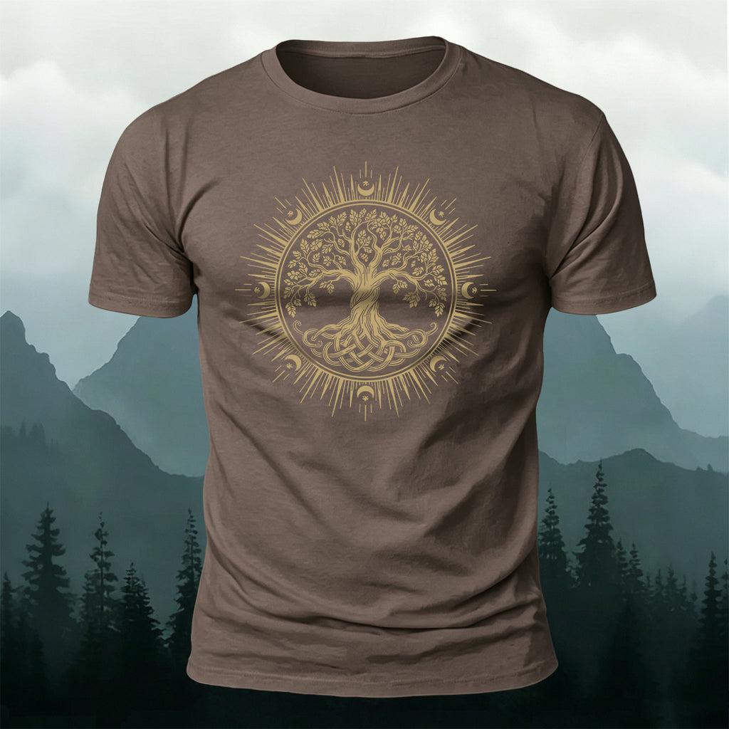 Celtic Tree of Life Print Casual Cotton T-Shirt