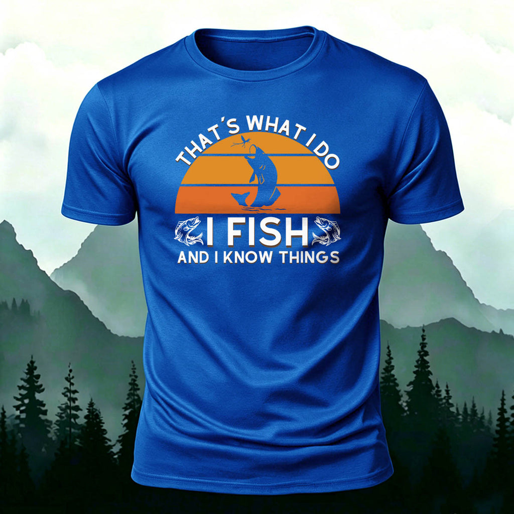Retro Outdoor Fishing Print Casual Cotton T-Shirt