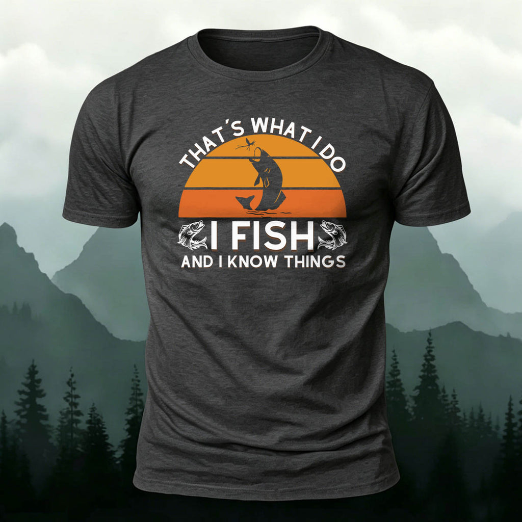 Retro Outdoor Fishing Print Casual Cotton T-Shirt