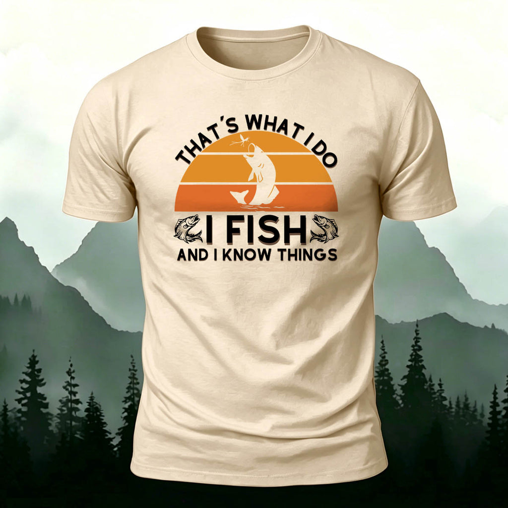 Retro Outdoor Fishing Print Casual Cotton T-Shirt