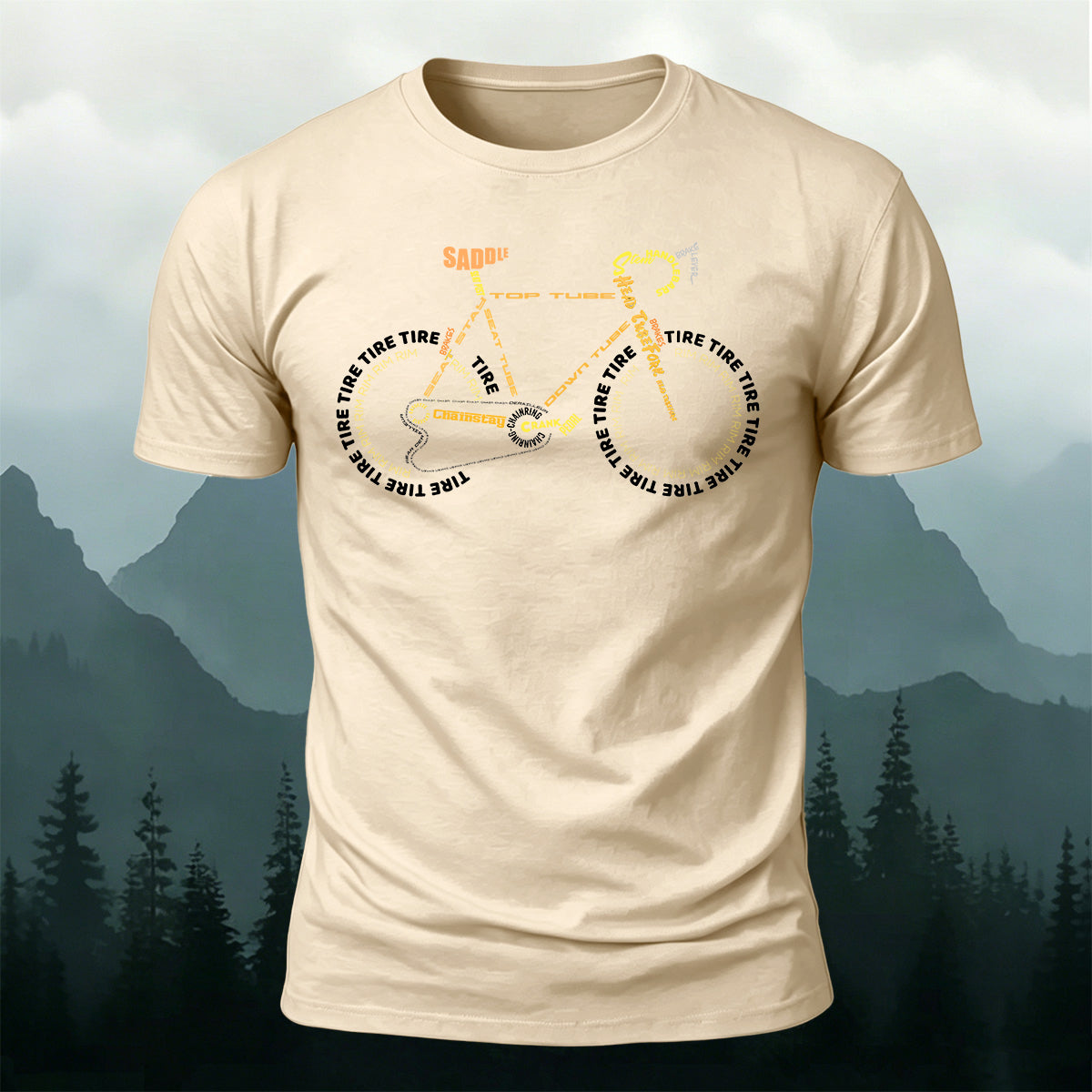 Creative Bicycle Themed Print Cotton Casual T-Shirt