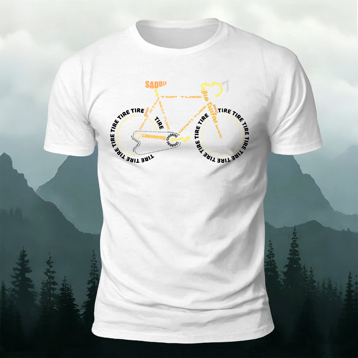 Creative Bicycle Themed Print Cotton Casual T-Shirt
