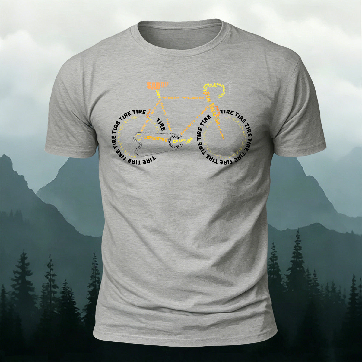 Creative Bicycle Themed Print Cotton Casual T-Shirt