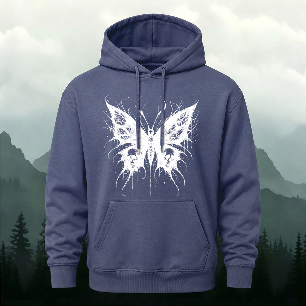 Cotton Made Dark Butterfly Skeleton Print Hoodie