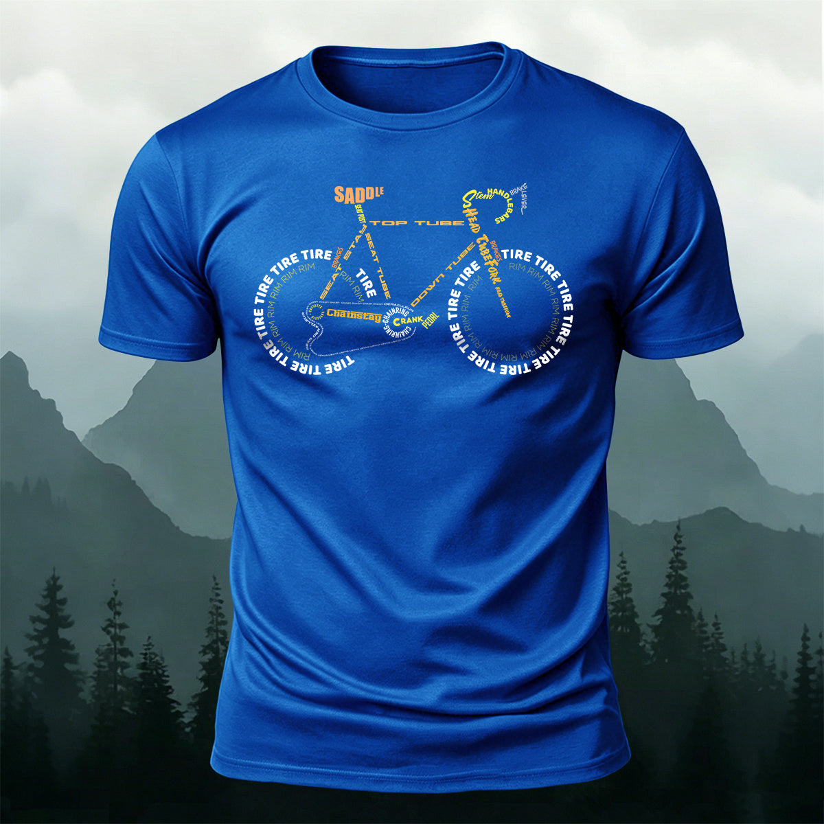 Creative Bicycle Themed Print Cotton Casual T-Shirt