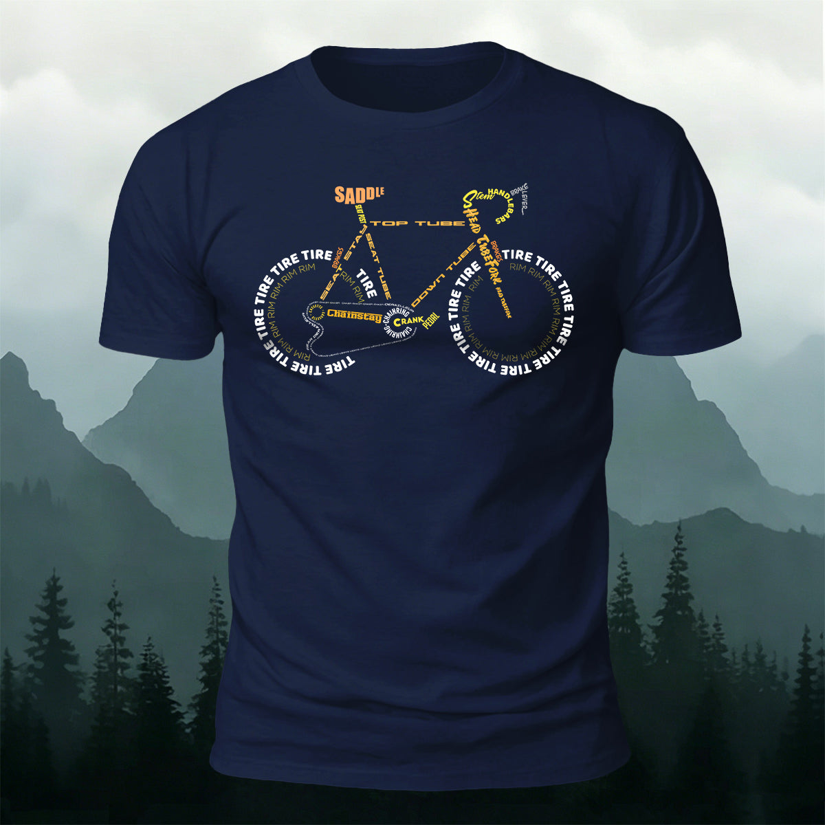 Creative Bicycle Themed Print Cotton Casual T-Shirt