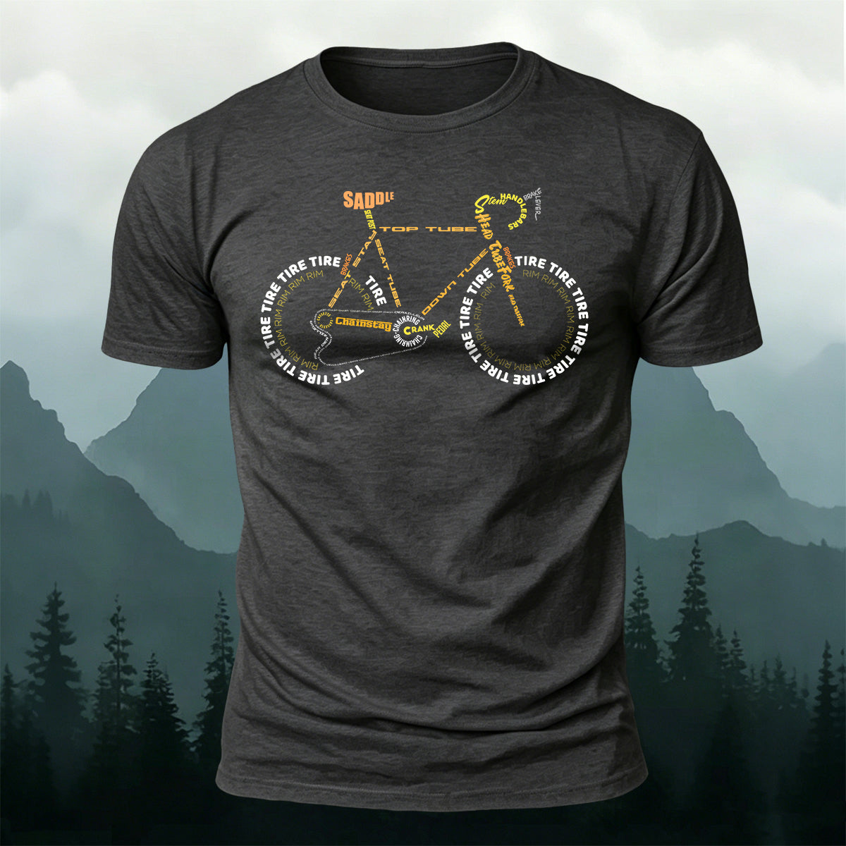 Creative Bicycle Themed Print Cotton Casual T-Shirt