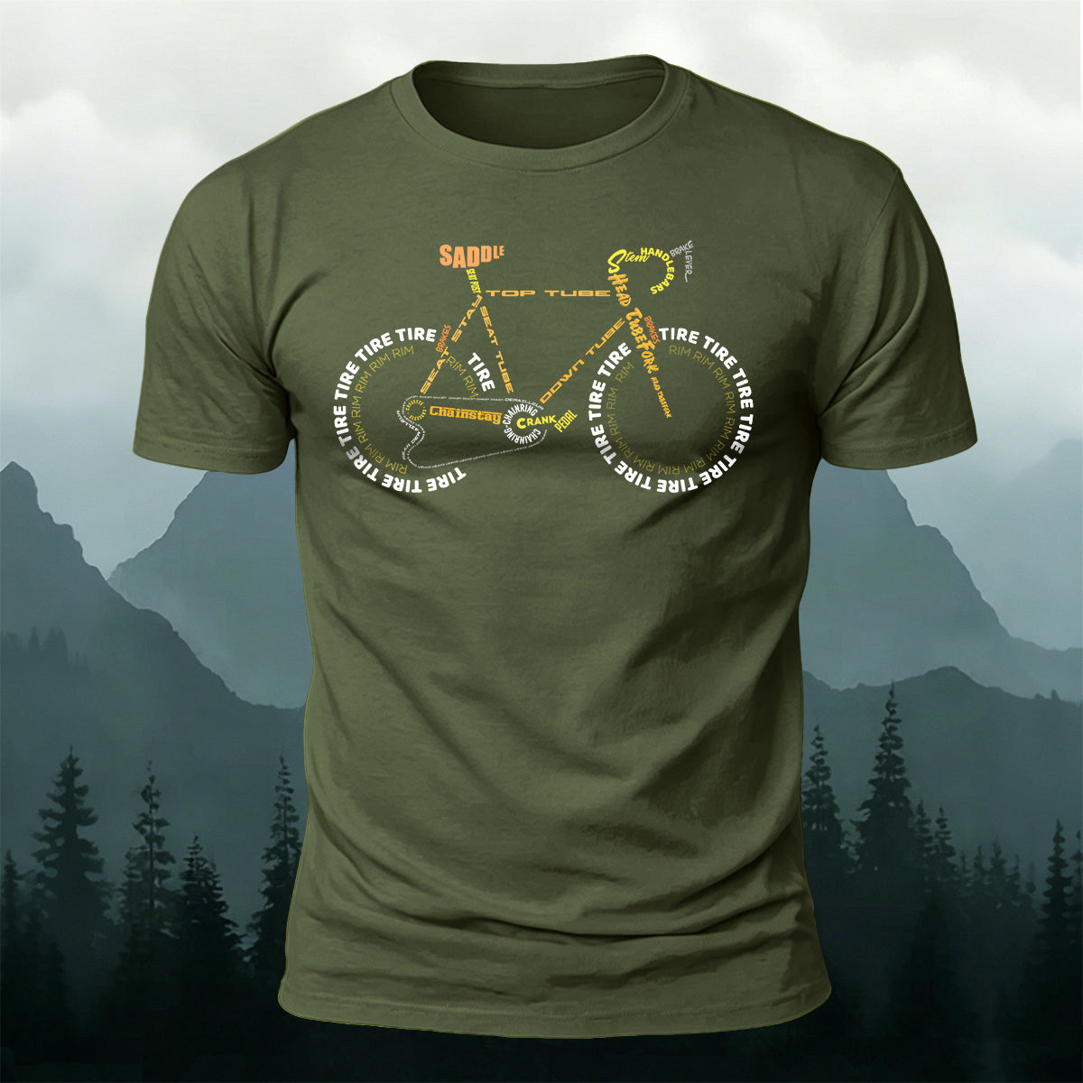 Creative Bicycle Themed Print Cotton Casual T-Shirt